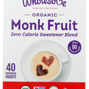 WHOLESOME: Organic Monk Fruit 40 Packets, 5.6 oz