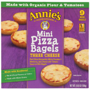 ANNIE'S HOMEGROWN: Mini Pizza Bagels Three Cheese 9 Each, 6.65 oz