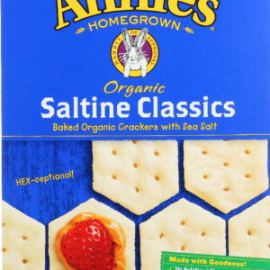ANNIE'S HOMEGROWN: Organic Saltine Classics Baked Organic Crackers with Sea Salt, 6.5 oz