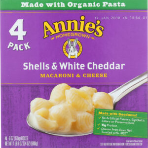 ANNIES HOMEGROWN: Shells & White Cheddar Macaroni & Cheese 4 Pack, 24 oz