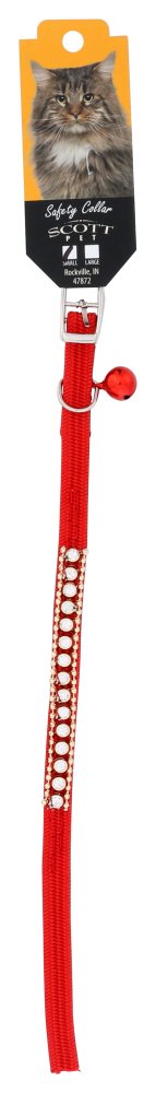SCOTT PET: Cat Collar Red With Jewels, 1 ea