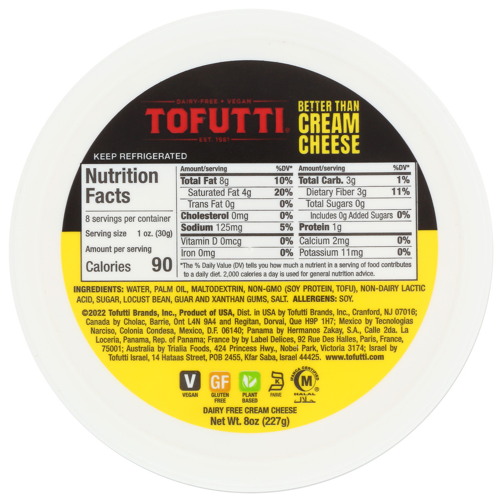 TOFUTTI: Better Than Cream Cheese Plain, 8 oz
