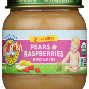 EARTH'S BEST: Organic Baby Food Stage 2 Pears & Raspberries, 4 oz