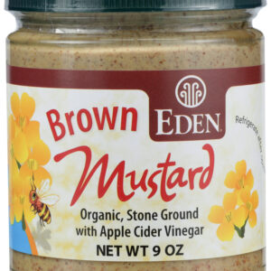EDEN FOODS: Mustard Brown Glass Jar, 9 oz