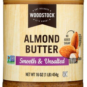 WOODSTOCK: Almond Butter Unsalted Smooth, 16 oz