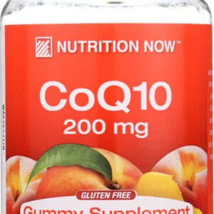NUTRITION NOW: CoQ10 Peach Flavor Gummy Vitamins Naturally Sourced Colors & Flavors, 60 Pc