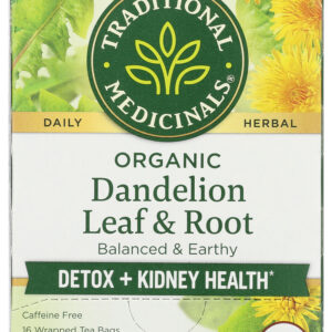 TRADITIONAL MEDICINALS: Organic Dandelion Leaf & Root Caffeine Free Herbal Tea 16 Tea Bags, 0.99 oz