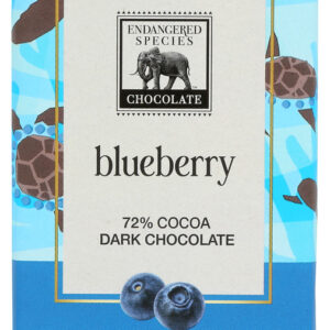 ENDANGERED SPECIES: Natural Dark Chocolate Bar with Blueberries, 3 Oz