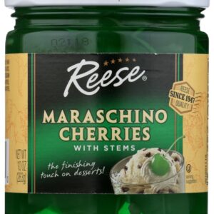 REESE: Green Maraschino Cherries with Stems, 10 oz