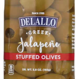 DELALLO: Jalapeno Stuffed Green Greek Olives, 5.8 oz