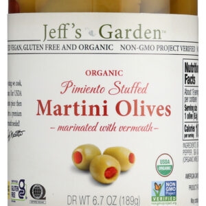JEFFS GARDEN: Organic Pimiento Stuffed Martini Olives, 12 fo