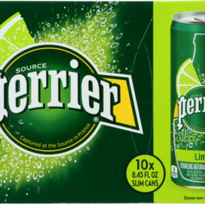 PERRIER: Slim Cans Sparkling Natural Mineral Water Lime (10x8.45 Oz), 84.5 oz