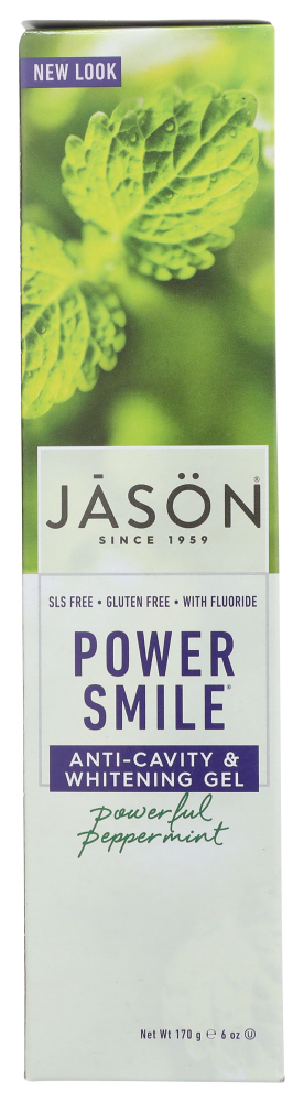 JASON: PowerSmile Anti-Cavity & Whitening Gel Powerful Peppermint, 6 oz
