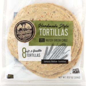 LA TORTILLA FACTORY: Hand Made Corn Tortillas Green Chile, 11.57 oz