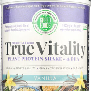 GREEN FOODS: True Vitality Plant Protein Shake with DHA Vanilla, 25.2 oz