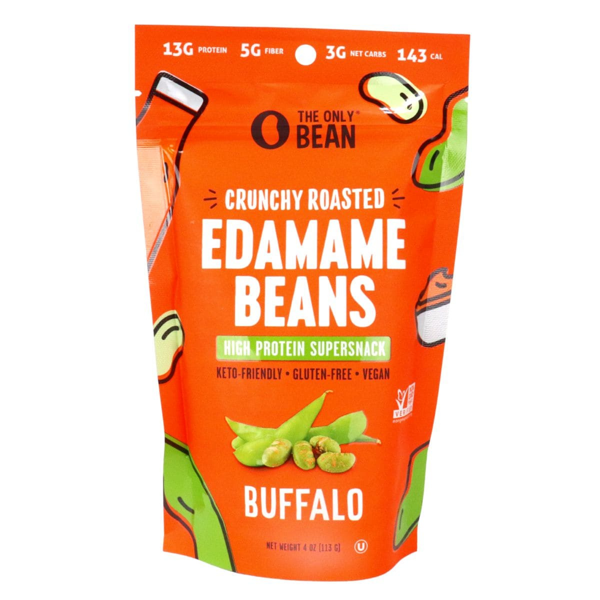 THE ONLY BEAN: Edamame Roasted Crunchy Buffalo, 4 oz