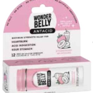 WONDERBELLY: Strawberry Milkshake Antacid Travel Size, 12 pc