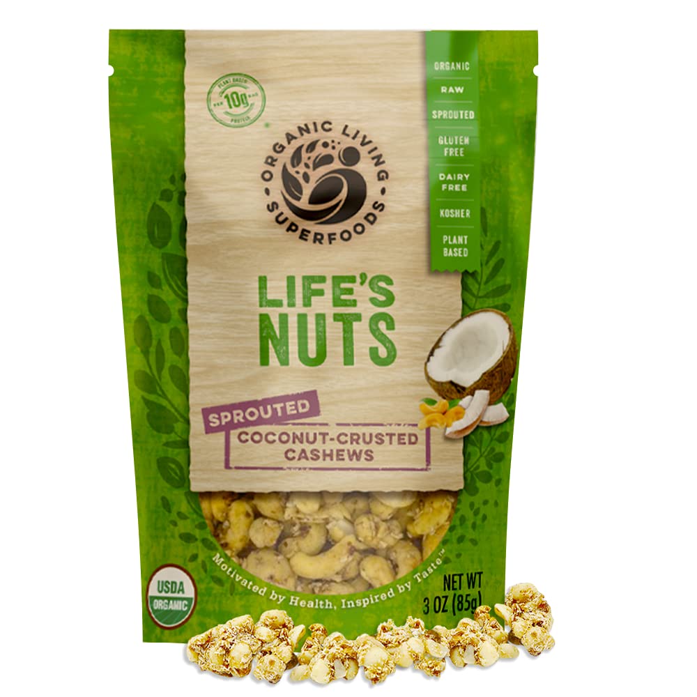 ORGANIC LIVING SUPERFOODS: Cashews Coconut Crusted Sprouted, 3 oz