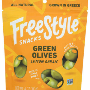 FREESTYLE SNACKS: Olives Grn Lemon Garlic, 4 OZ