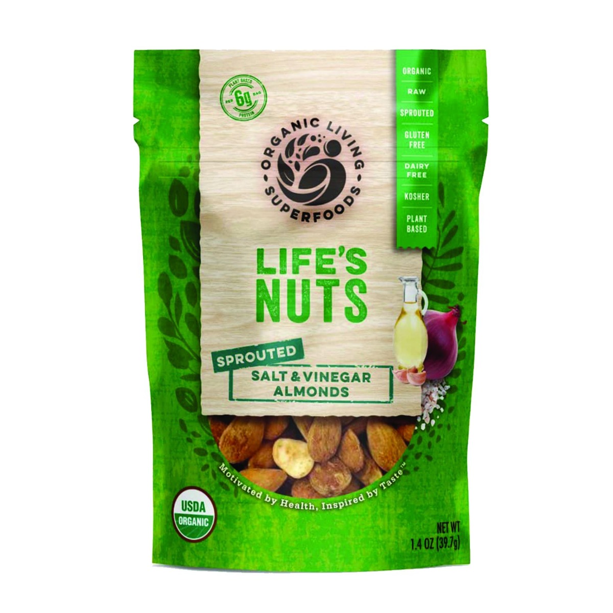 ORGANIC LIVING SUPERFOODS: Almonds Salt Vinegar Org, 1.4 oz
