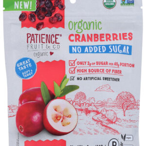 PATIENCE FRUIT & CO: No Added Sugar Organic Dried Cranberries, 4 oz