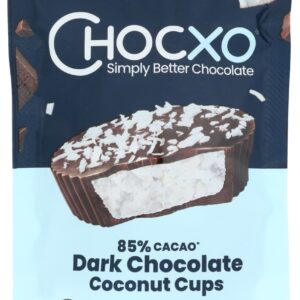 CHOCXO: Cup 85 Percent Dark Chocolate Coconut, 3.45oz