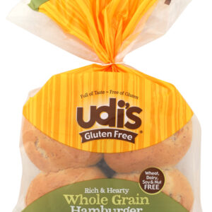 UDIS: Gluten Free Whole Grain Hamburger Buns 4 Count, 10.8 oz