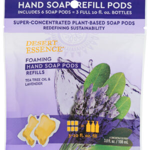 DESERT ESSENCE: Tea Tree Oil & Lavender Foaming Hand Soap Refill Pods, 3.8 fo