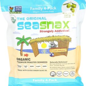 SEA SNAX: Seaweed Snack Classic Olive Oil Organic Pack of 4, 2.16 oz