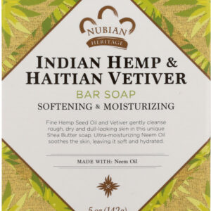 NUBIAN HERITAGE: Bar Soap Indian Hemp and Haitian Vetiver Soap w/ Neem, Oil 5 oz