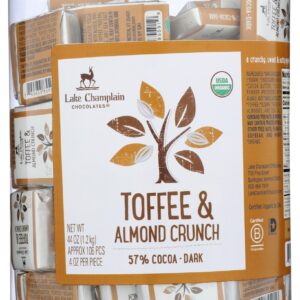LAKE CHAMPLAIN: Organic Dark Chocolate Toffee and Almonds Squares 106 pc, 44 oz