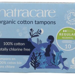 NATRACARE: Regular Non-Applicator Organic Cotton Tampons, 10 pc