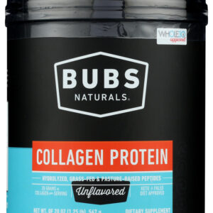 BUBS NATURALS: Collagen Protein Unflavored Powder, 20 oz