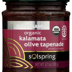 SOLSPRING: Biodynamic Organic Kalamata Olives and Tapenade, 6.7 oz