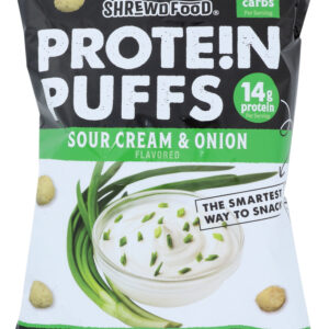 SHREWD FOOD: Protein Puffs Sour Cream and Onion, 2.25 oz