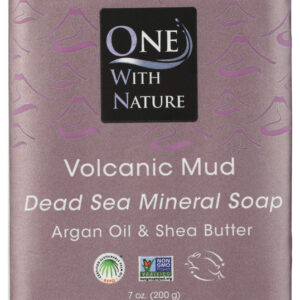 ONE WITH NATURE: Volcanic Mud Triple Milled Mineral Bar Soap Argan Oil & Shea Butter, 7 oz
