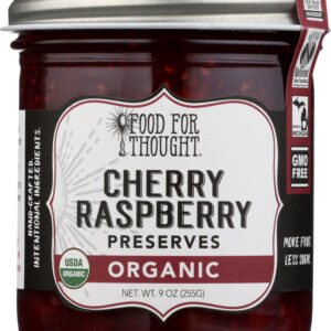 FOOD FOR THOUGHT: Organic Cherry Raspberry Preserves, 9 oz