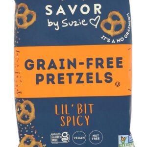 SAVOR BY SUZIE: Lil Bit Spicy Grain Free Pretzel, 5 oz
