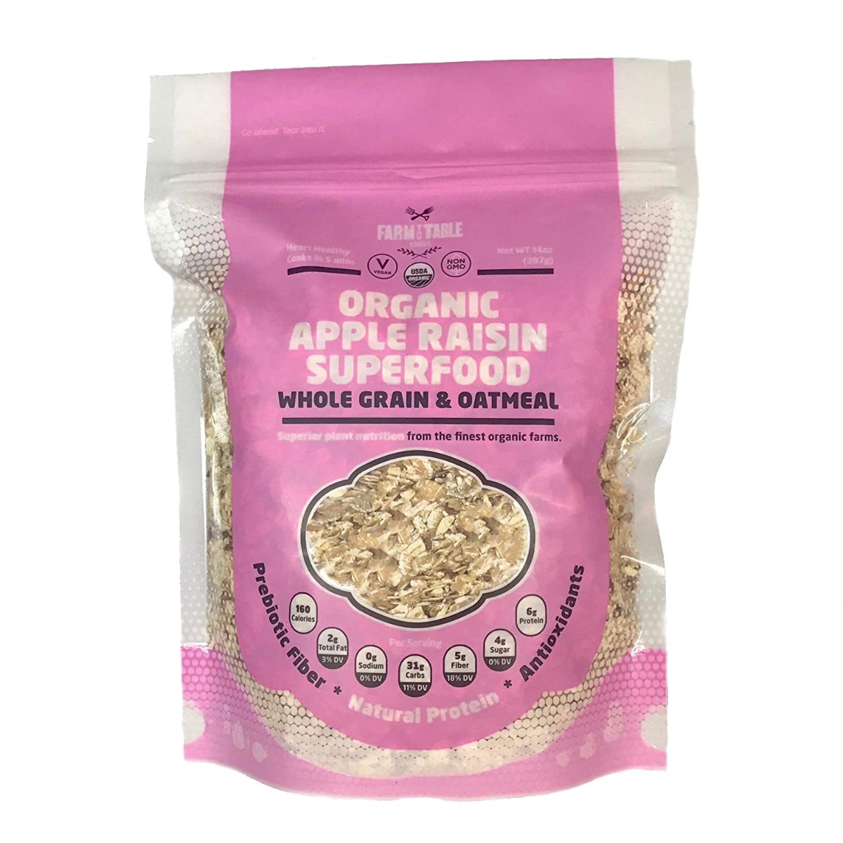 FARM TO TABLE: Otml Appl Rsn Whl Grn Org, 14 oz