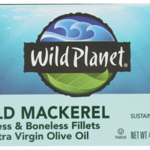 WILD PLANET: Mackerel Wild Fillet in Extra Virgin Olive Oil, 4.4 oz