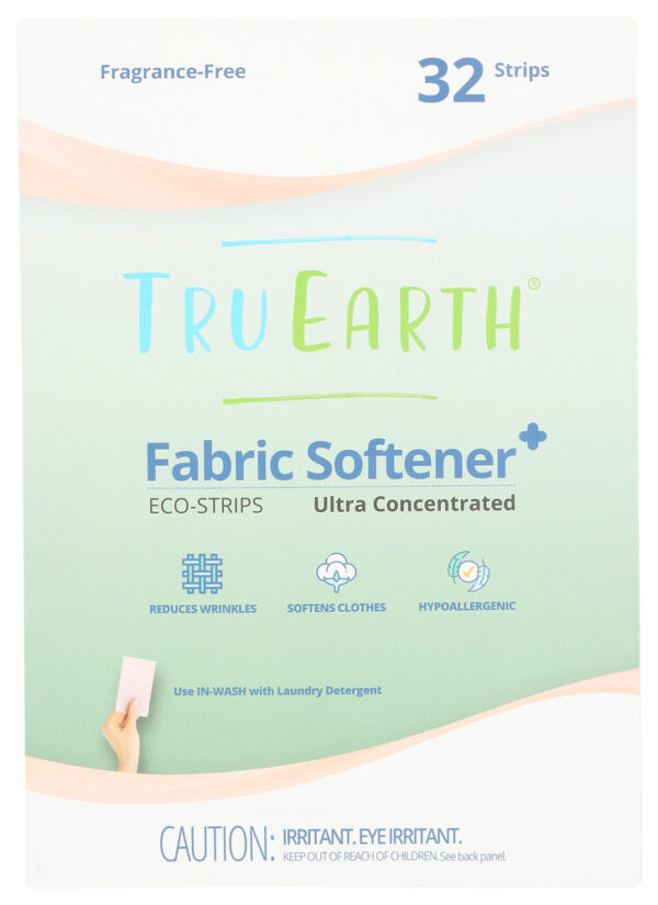 TRU EARTH: Eco Strips Fabric Softener Fragrance Free, 32 pc