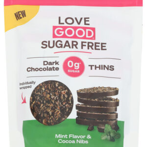 LOVE GOOD FATS: Dark Chocolate Thins Mint and Cocoa Nibs, 96 gm