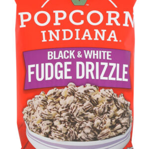 POPCORN INDIANA: Black & White Fudge Drizzle Popcorn, 6 oz