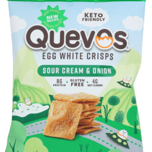 QUEVOS: Sour Cream Onion Egg White Crisps, 1 oz
