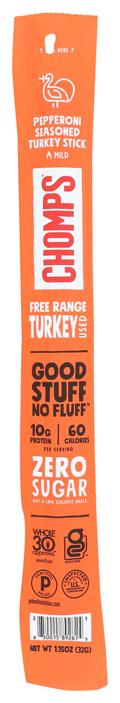CHOMPS: Pepperoni Turkey Sticks, 1.15 OZ