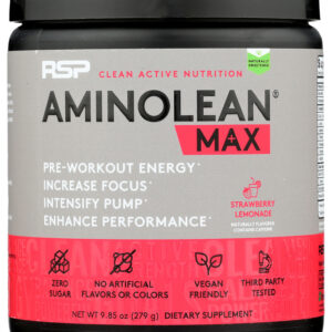 RSP NUTRITION: AminoLean Max Pre Workout Strawberry Lemonade, 9.85 oz