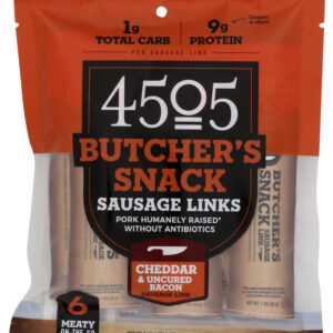 4505 MEATS: Cheddar Uncured Bacon Sausage Link, 6 oz