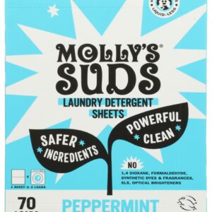 MOLLYS SUDS: Peppermint Laundry Detergent Sheets, 4.32 oz