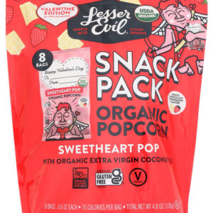 LESSER EVIL: Sweetheart Pop Organic Popcorn 8pk, 4.8 oz
