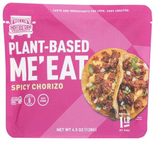 ROLLINGREENS: Chorizo Plant Based Meat, 4.5 oz